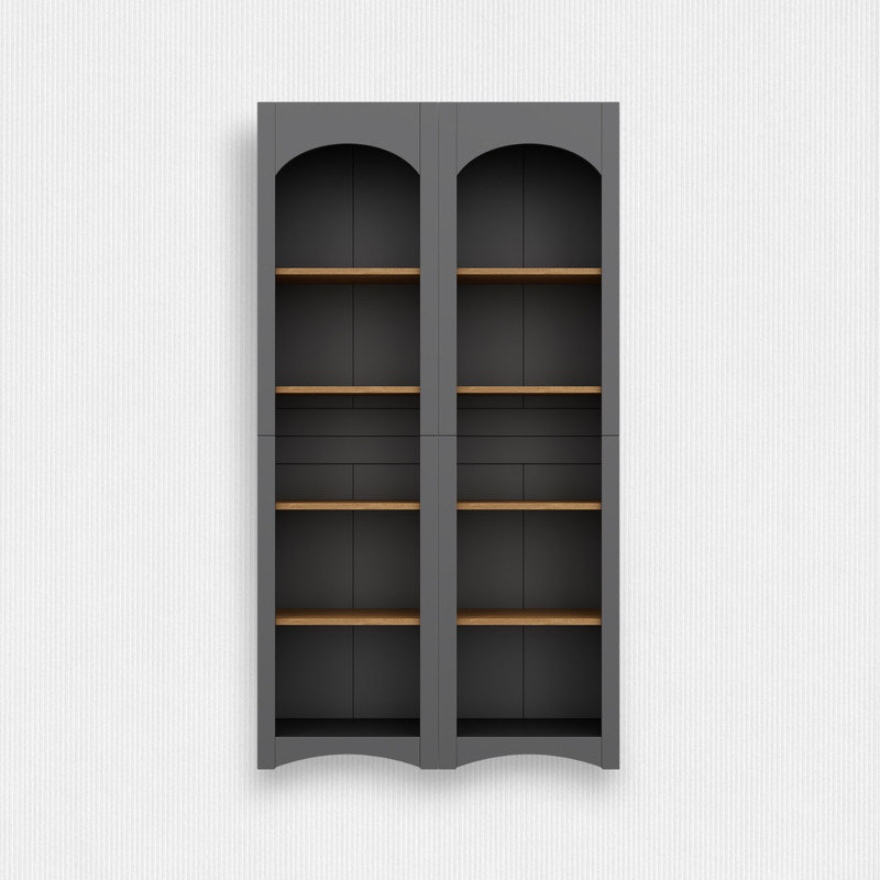 Free Standing 5 Tier Bookcase(Set of 2), Gray