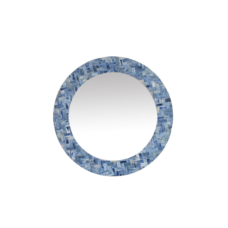 Arnav Bone Inlay Round Flat Wall Mirror