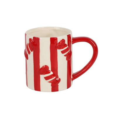 Grande tasse à rayures en céramique - tasse de café des Fêtes, verrerie décorative de Noël
