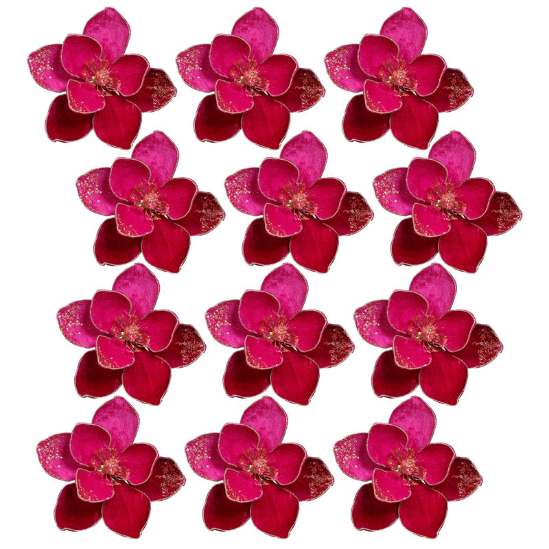 Elegant Glitter Magnolia, ensemble de 12 - 4,5 pouces, Rose