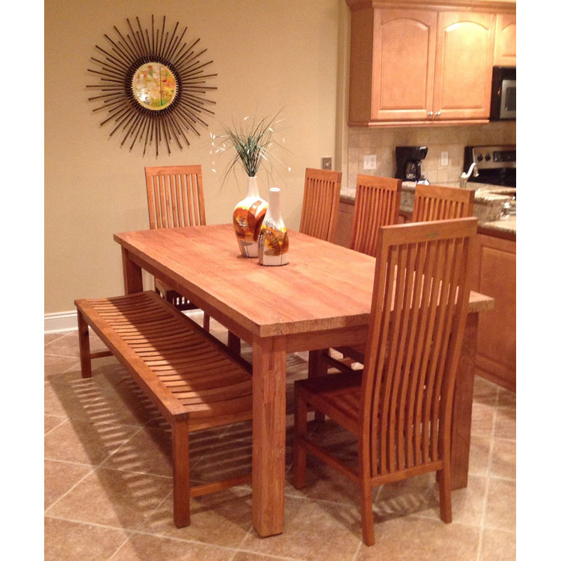 Santa Monica Outdoor Teak Dining Bench, 18" H x 73" W x 20" D