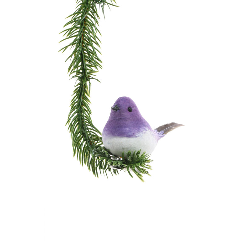 Ornement en forme de pince pour petit oiseau brun (paquet de 12), Mauve