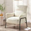 Chaises d'appoint modernes, fauteuil en tissu crème gris avec structure en métal noir pour la maison