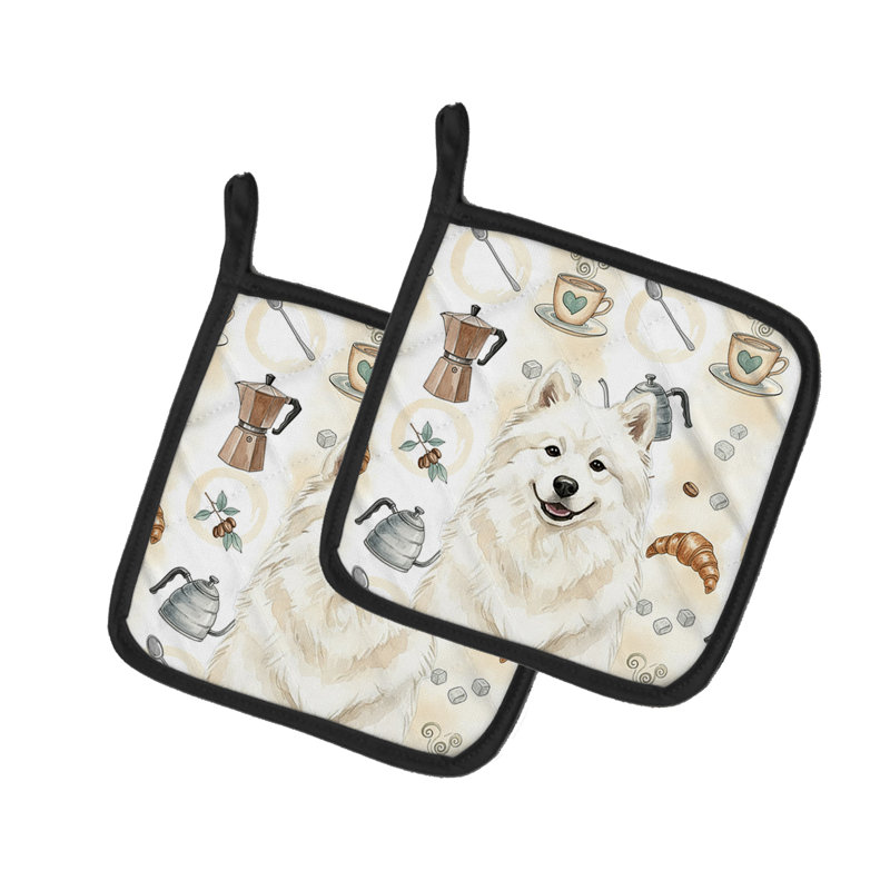 Paire de porte-casseroles crème Samoyed Coffee Bar