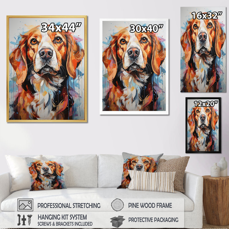 Beagle Bliss I sur impression sur toile, Cadre doré simple, H 40 po x l 30 po x P 1,5 po
