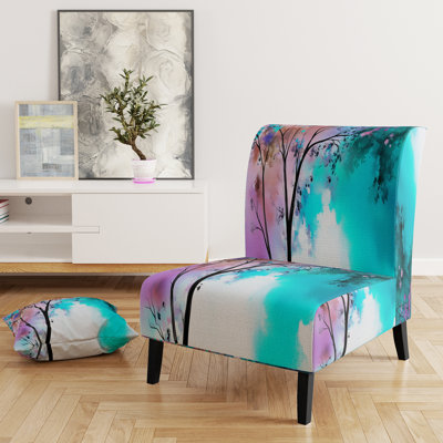 Abstract Flowers - Traditional Upholstered Slipper Chair