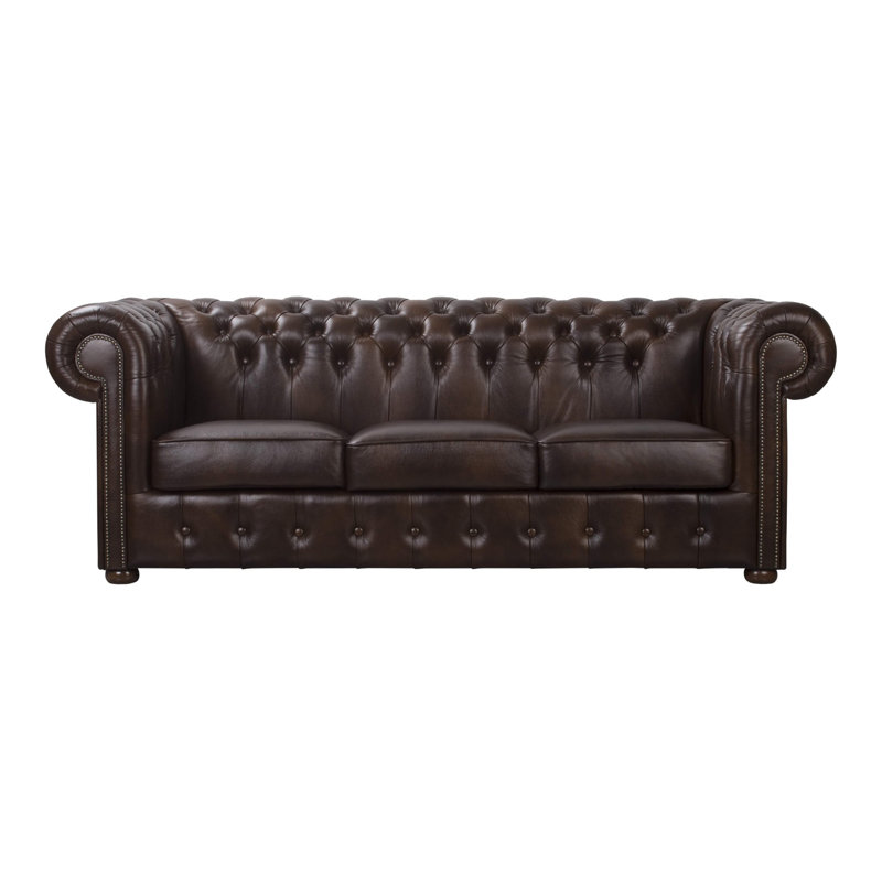 Tamberg Genuine Leather Sofa, Brown, 3
