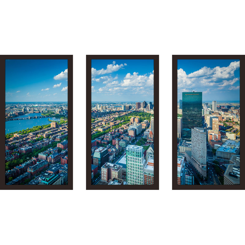 Back Bay, in Boston, Massachusetts - Ensemble de 3 reproductions de photos sur acrylique, H 33,5 po x l 52,5 po x P 1 po