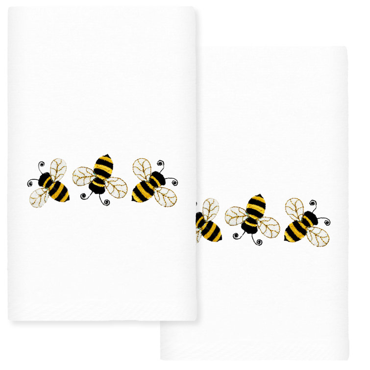 SKL Home Farmhouse Bee Hand Towel Set, White