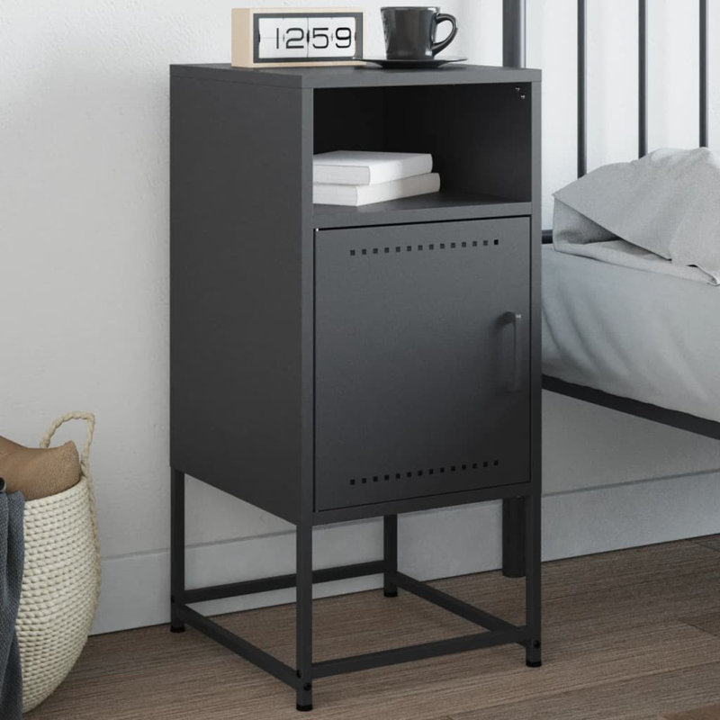 Rahkia 36cm W Steel Bedside Table, Anthracite