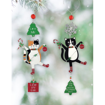 Ensemble d’ornement figurine suspendu chat 2 pièces