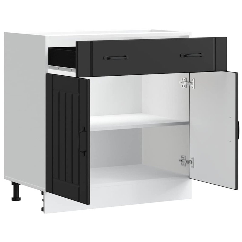 Kitchen Base Cabinet Lucca Engineered Wood, Black