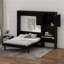 Élégant lit escamotable rabattable avec portes d'armoire décoratives arquées, casiers ouverts et tiroir de rangement escamotable-1447865084