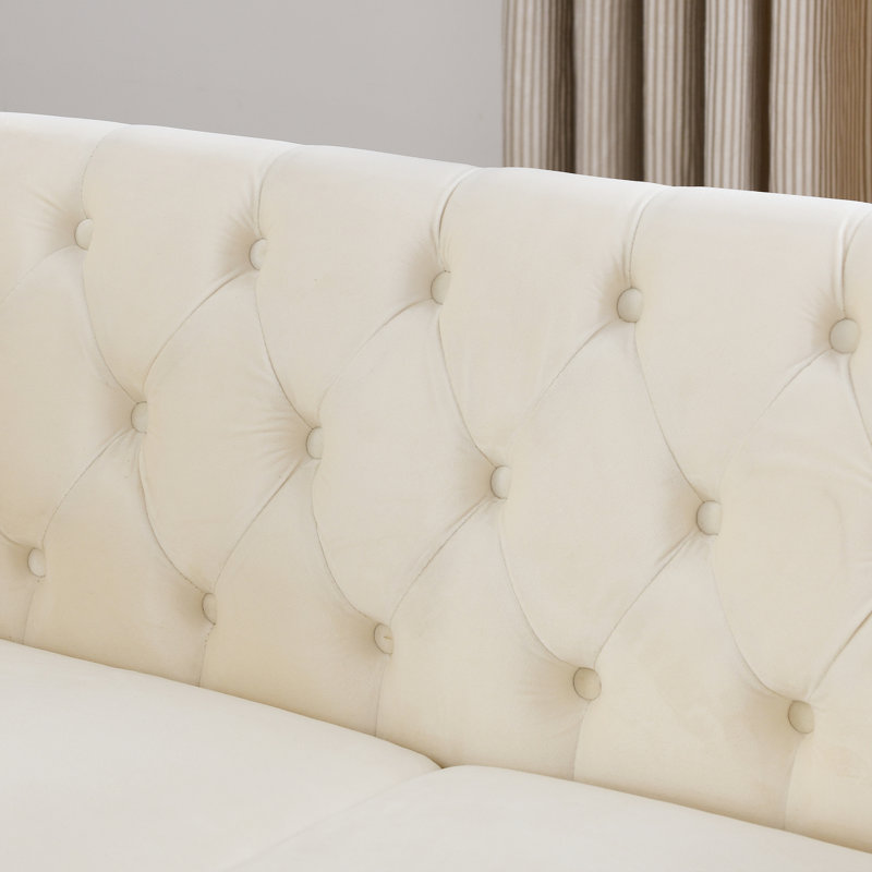 Élégant canapé en velours Chesterfield 2 places compact pour la maison et le bureau