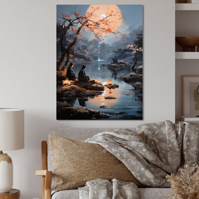 «Japon Art Tsukimi Moon II», reproduction d'art japonaise en métal