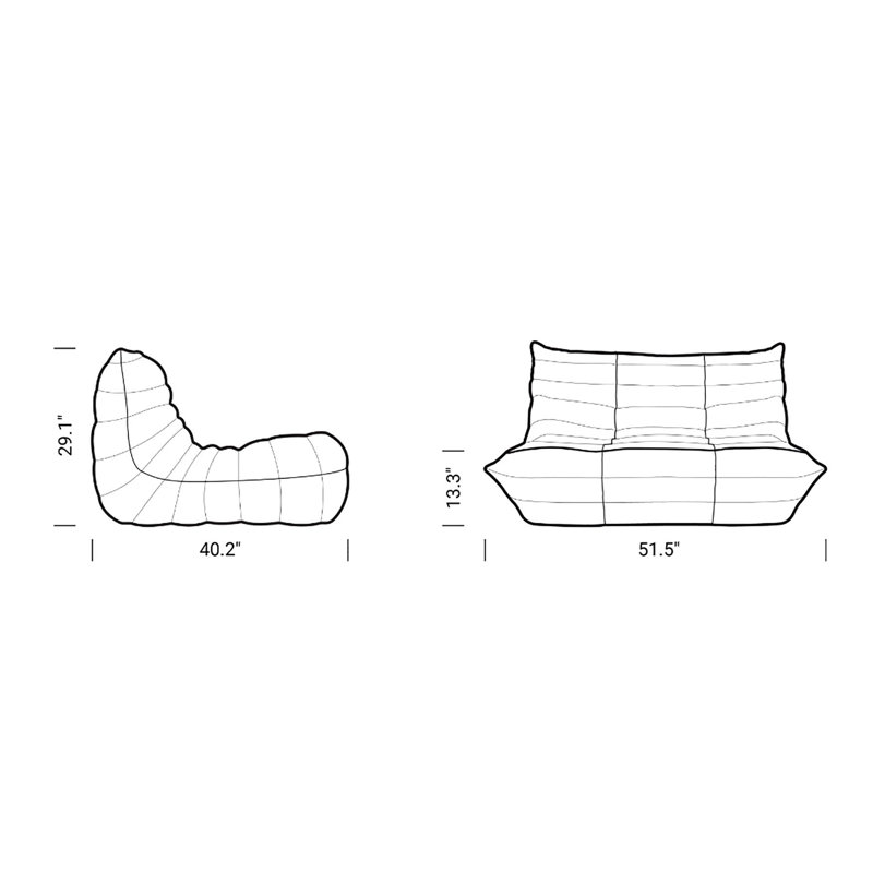 Abbie Boneless 51.5'' Loveseat Sofa Lazy Sofa Bean Bag Sofa Compression Floor Chair for Living Room, Bedroom, Green Corduroy