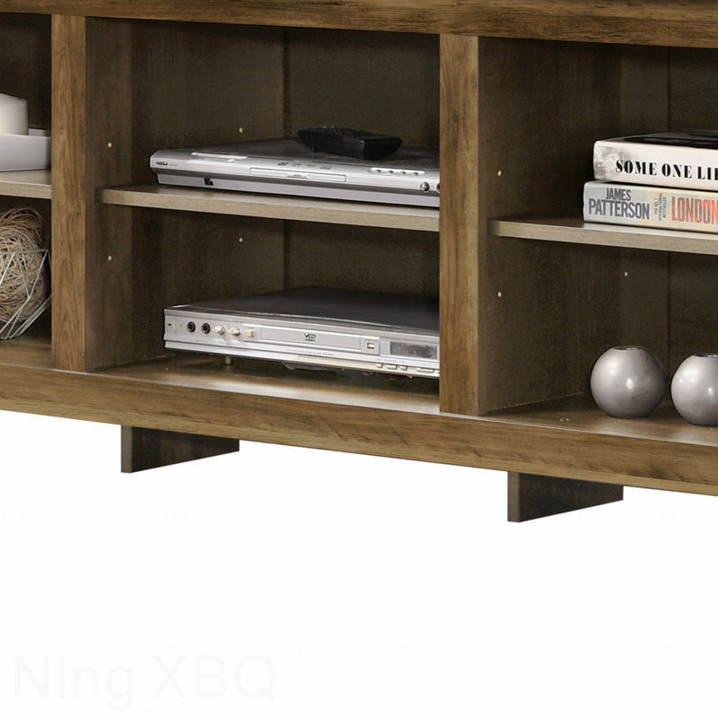 Meuble télé Knotty Oak l 70 po avec tablettes ouvertes et gestion des câbles, Brun