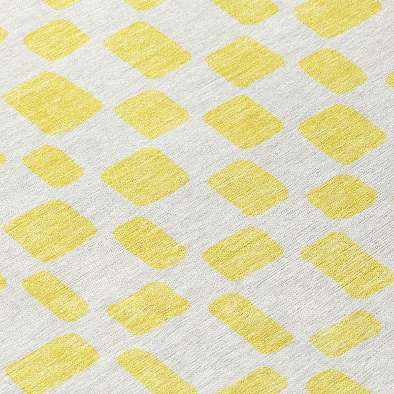 Tapis rond 8 po jaune et gris