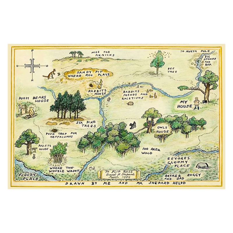 100 Acre Wood Antique Map Area Rug