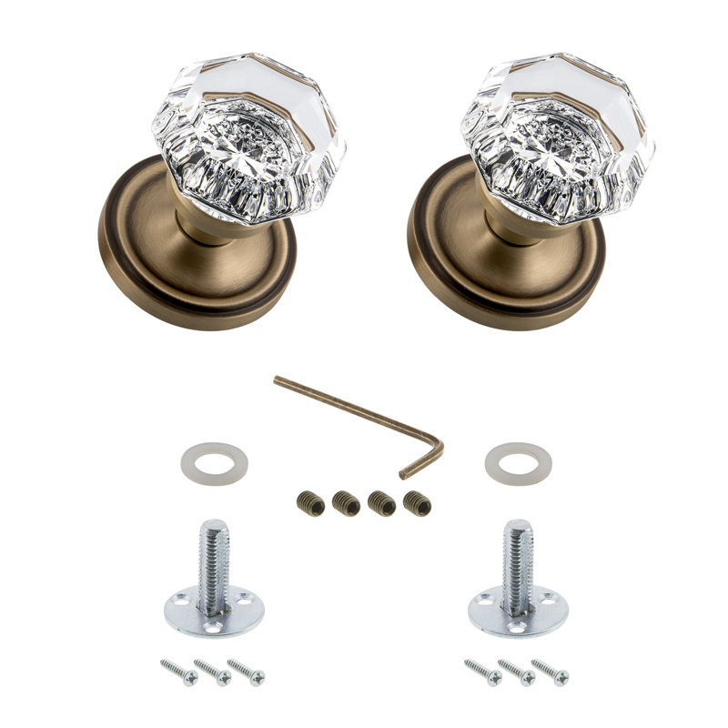 Classic Rosette with Waldorf Door Knob, 2-3/4”, Antique Brass