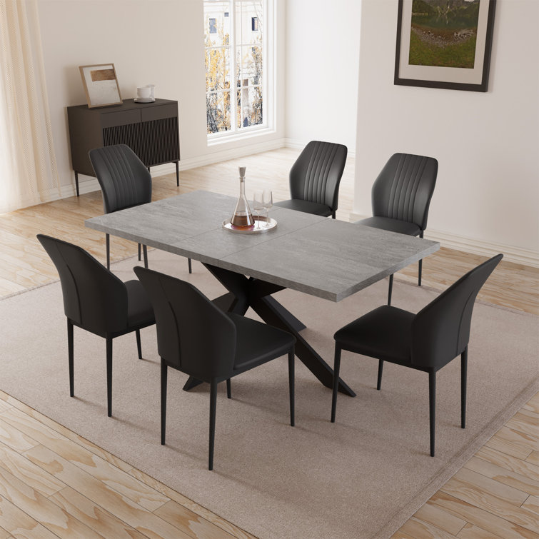 51.2" to 66.9" Extendable Removable Leaf Dining Table with Chairs, Dining Kitchen Table Sets