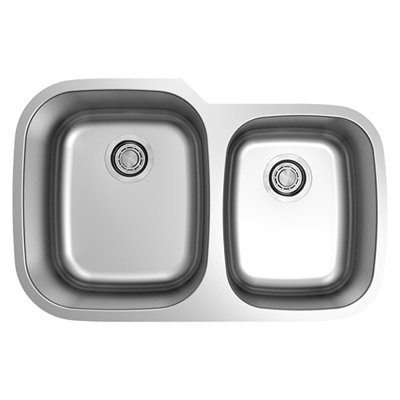 Undermount Standard Radius 32"x18" Kitchen Sink 60/40 Double Bowl 18 Gauge
