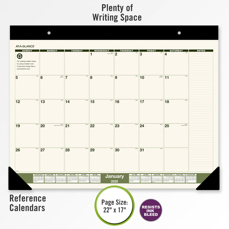 Calendrier mensuel pour coussins de bureau recyclé