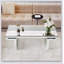 Table basse à miroir rectangulaire de luxe 47 pouces avec verre trempé cannelé, table d'appoint moderne pour canapé, assemblage facile en 2 étapes, style luxueux léger, emballage renforcé