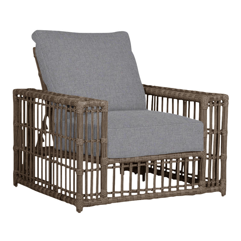 Newport N-Dura Resin Wicker Outdoor Woven Recliner, Pas de soudure, Brume Verona, Toile de jute Newport # 66