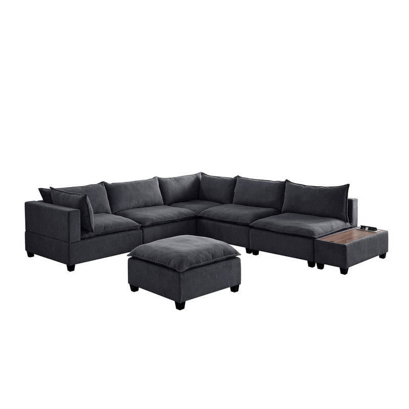 Canapé modulaire Gouvernour, Mélange de polyester gris foncé