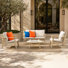 4-Piece Outdoor Patio Conversation Set Deep Seating Sofa With Coffee Table Solid Wood Frame
