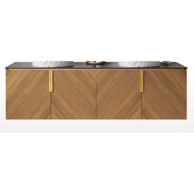 Comptoir 60 po à texture noire et blanche, armoire, sans lavabo et robinet, chêne