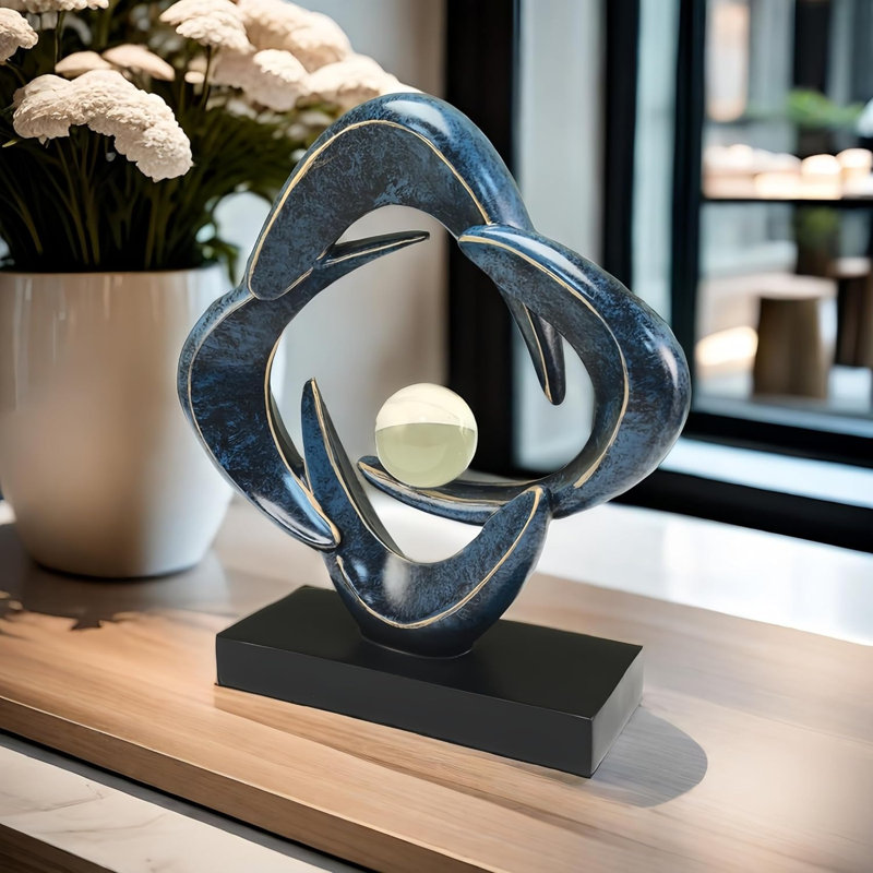 Abstract Resin Sculpture Home Decor Blue