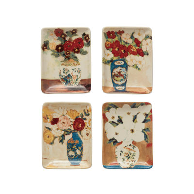 Stoneware Dish With Flowers In Vase