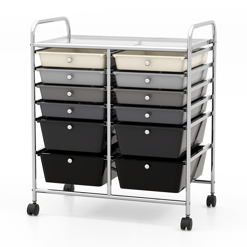 12 Drawer Storage Drawer, Black/Gray/White