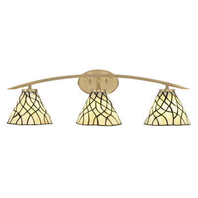 Barre d'éclairage de salle de bain 3 lumières avec verre d'art Sandhill 7 po