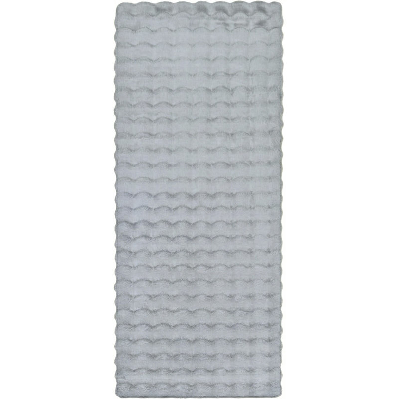 Solid Colour Knitted Area Rug, Grey, Runner 60 x 200 cm