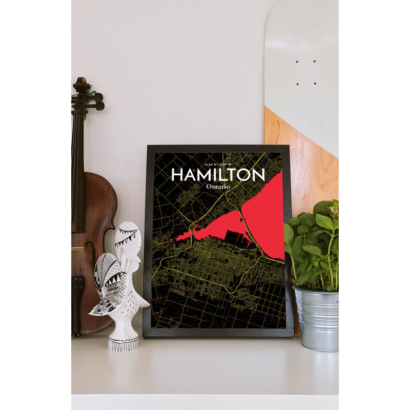 Hamilton City Map - No Frame Print, 43 cm H x 28 cm W