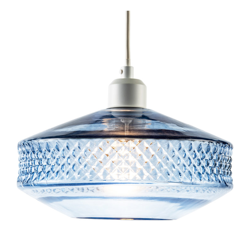 14cm H Glass Round Lamp Shade ( Slip-On ), Blue