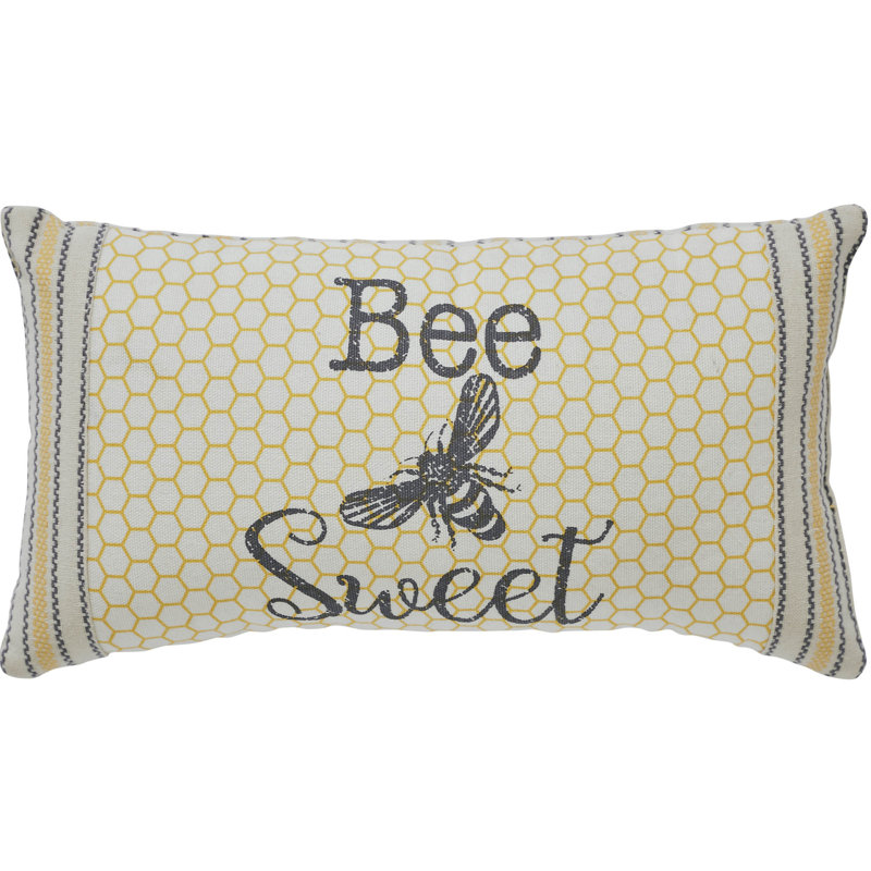 Buzzy Bees Striped Cotton Reversible Throw Pillow