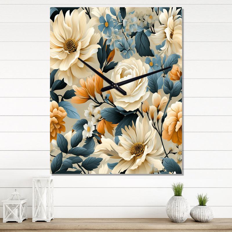 Jalmari - Horloge murale florale, Très grand