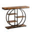 Console industrielle avec tablettes et base circulaire, table d'entrée étroite pour le couloir et le salon, brun rustique | Idée de cadeau