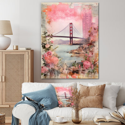 " Golden Gate San Francisco Retro Pink Collage "