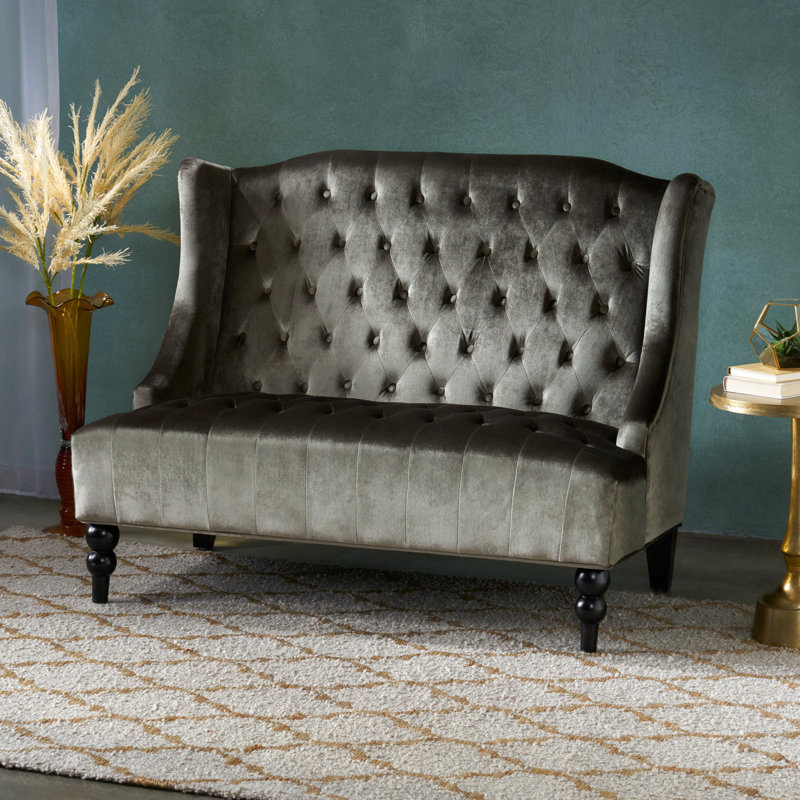 Carolina Upholstered 50.25'' Loveseat, Gray Velvet