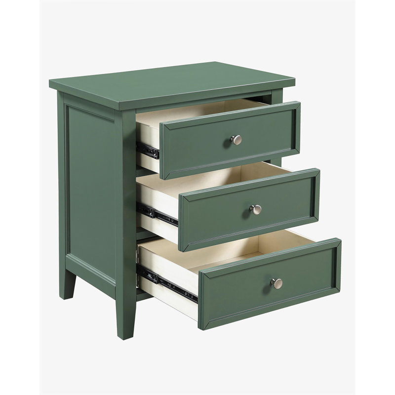 Luca 3-drawer Nightstand - Vintage Green, Antique Green