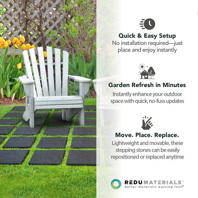  10 Pack 12" x 12" Stomp Stone Decorative Stepping Squares, Black