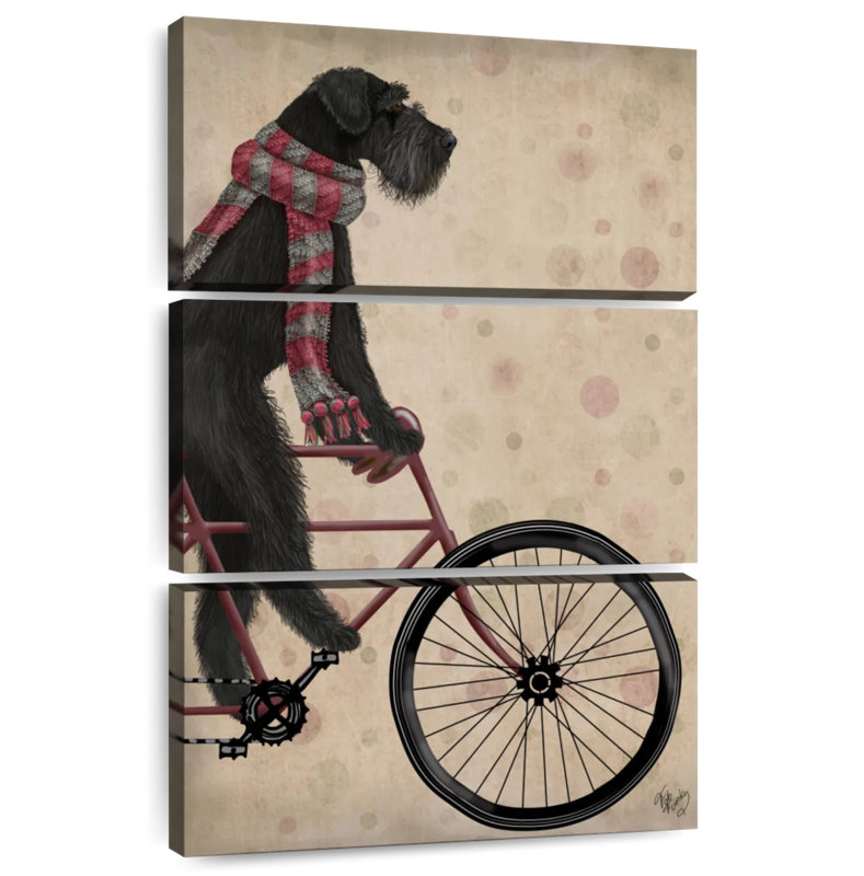 Schnauzer On Bicycle Black, 74" H x 48" W