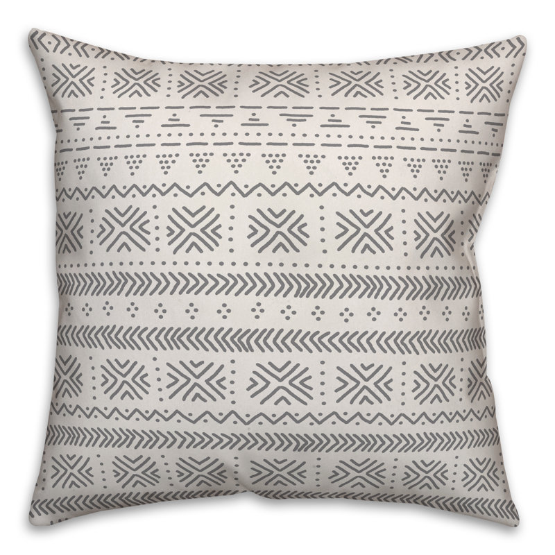 Throw Pillow, 20" x 20", White/Gray Geometric 3