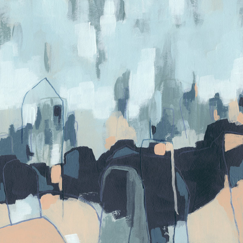 Abstracted Indigo Skyline II by June Erica Vess - Wrapped Canvas Painting, 91cm H x 91cm W