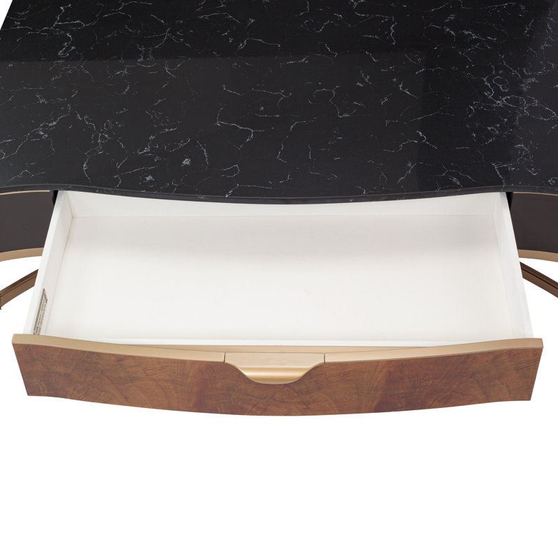 Malibu Crest Marble Coffee Table, Crotch Mahogany/Chardonnay/Walnut
